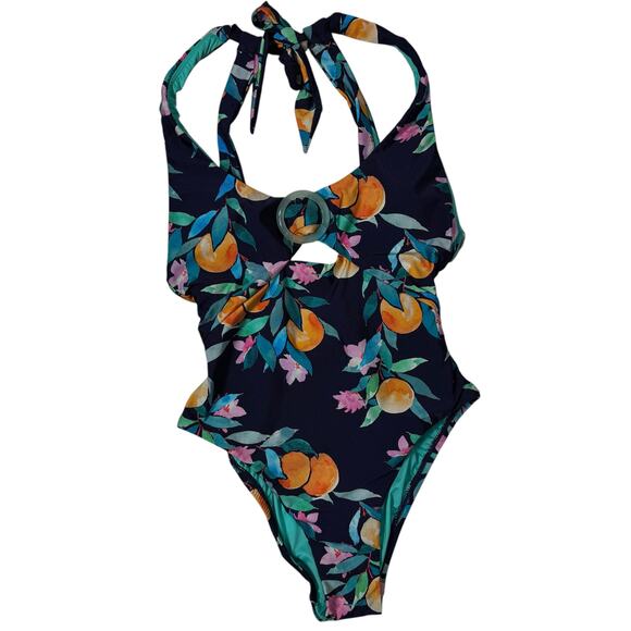 Sunshine 79 SZ 8 Swimsuit 1-Piece Floral Keyhole Adjustable Open Back Padded Cup - Picture 3 of 10